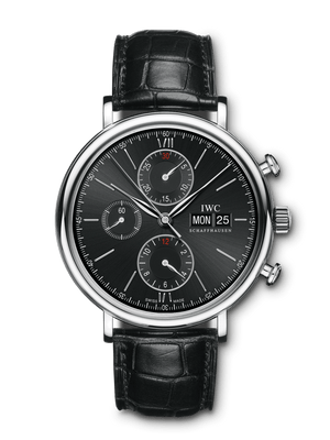 Buy Shop IWC Portofino Chronograph Black Dial Black Leather Strap Watch for Men - IW391029 USA Online