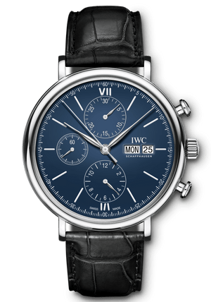 Buy Shop IWC Portofino Chronograph Blue Dial Black Leather Strap Watch for Men - IW391023 USA Online
