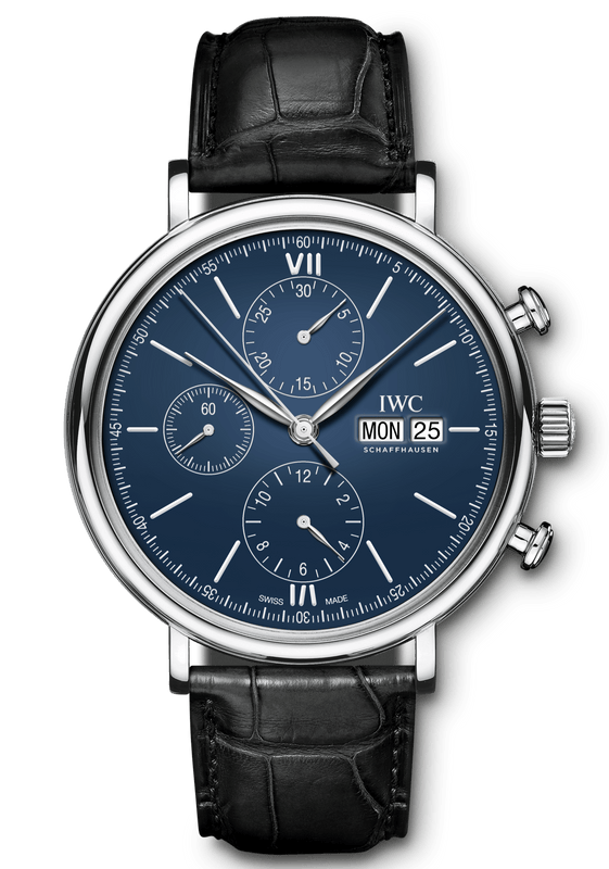 Buy Shop IWC Portofino Chronograph Blue Dial Black Leather Strap Watch for Men - IW391023 USA Online