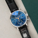 Buy Shop IWC Portofino Chronograph Blue Dial Black Leather Strap Watch for Men - IW391036 USA Online