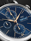 Buy Shop IWC Portofino Chronograph Blue Dial Black Leather Strap Watch for Men - IW391036 USA Online