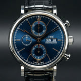 Buy Shop IWC Portofino Chronograph Blue Dial Black Leather Strap Watch for Men - IW391036 USA Online