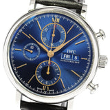 Buy Shop IWC Portofino Chronograph Blue Dial Black Leather Strap Watch for Men - IW391036 USA Online