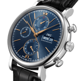 Buy Shop IWC Portofino Chronograph Blue Dial Black Leather Strap Watch for Men - IW391036 USA Online