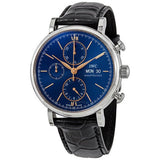 Buy Shop IWC Portofino Chronograph Blue Dial Black Leather Strap Watch for Men - IW391036 USA Online