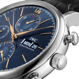 Buy Shop IWC Portofino Chronograph Blue Dial Black Leather Strap Watch for Men - IW391036 USA Online