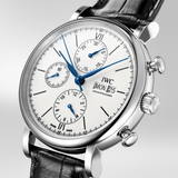 Buy Shop IWC Portofino Chronograph White Dial Black Leather Strap Watch for Men - IW391024 USA Online