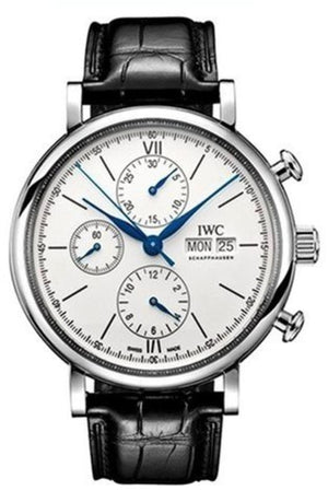 Buy Shop IWC Portofino Chronograph White Dial Black Leather Strap Watch for Men - IW391024 USA Online