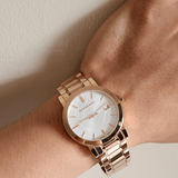Buy Shop Burberry The City White Dial Rose Gold Steel Strap Watch for Women - BU9004 USA Online