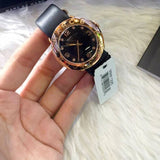 Buy Shop Marc Jacobs Amy Black Dial Black Leather Strap Watch for Women - MBM1225 USA Online