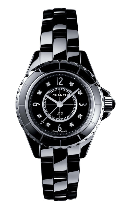 Buy Shop Chanel J12 Diamonds Black Dial Black Steel Strap Watch for Women - J12 H2569 USA Online
