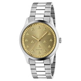 Gucci G Timeless Quartz Gold Dial Silver Steel Strap Watch for Women - YA1265035