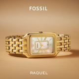 Fossil Raquel Three Hand Mother of Pearl Dial Gold Steel Strap Watch For Women - ES5304