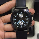 Marc Jacobs Larry Black Dial Black Leather Strap Watch for Men - MBM5054