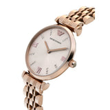 Emporio Armani T-Bar Gianni Rose Gold Dial Rose Gold Steel Strap Watch For Women - AR11059