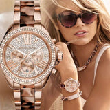 Michael Kors Wren Diamonds Rose Gold Dial Two Tone Steel Strap Watch for Women - MK6159