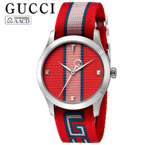 Buy Shop Gucci G Timeless Quartz Red Dial Two Tone NATO Strap Watch For Men - YA1264070 USA Online