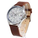 Buy Shop Tommy Hilfiger Multi Function Quartz White Dial Brown Leather Strap Watch for Men - 1791614 USA Online