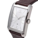 Calvin Klein Window Silver Dial Brown Leather Strap Watch for Women - K2M23126