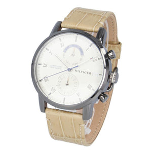 Buy Shop Tommy Hilfiger Kane White Dial Beige Leather Strap Watch for Men - 1710399 USA Online