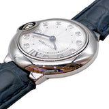 Buy Shop Cartier Ballon Bleu de Cartier Diamonds Silver Dial Black Leather Strap Watch for Women - W4BB0008 USA Online