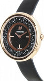 Swarovski Crystalline Pure Black Dial Black Leather Strap Watch for Women - 5275043