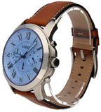 Buy Shop Fossil Grant Chronograph Blue Dial Brown Leather Strap Watch for Men - FS5184 USA Online