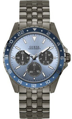 Buy Shop Guess Odyssey Quartz Blue Dial Gunmetal Steel Strap Watch For Men - W1107G5 USA Online