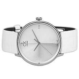 Calvin Klein Accent Silver Dial White Leather Strap Watch for Men - K2Y2X1KW