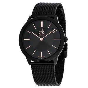 Buy Shop Calvin Klein Minimal Black Dial Black Mesh Bracelet Watch for Women - K3M23421 USA Online