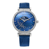 Buy Shop Swarovski Passage Moon Phase Blue Dial Blue Leather Strap Watch for Women - 5613320 USA Online