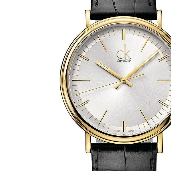 Buy Shop Calvin Klein Surround Silver Dial Black Leather Strap Watch for Men - K3W215C6 USA Online