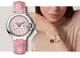 Buy Shop Cartier Ballon Blue De Cartier Pink Dial Pink Leather Strap Watch for Women - WSBB0031 USA Online