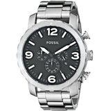 Buy Shop Fossil Nate Chronograph Black Dial Silver Steel Strap Watch for Men - JR1353 USA Online