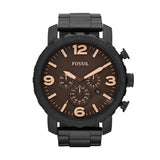 Buy Shop Fossil Nate Chrongraph Ion Plated Black Dial Black Steel Strap Watch for Men - JR1356 USA Online