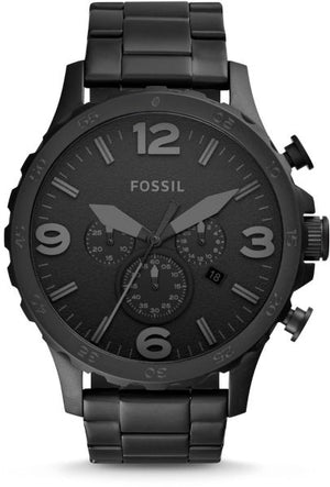 Buy Shop Fossil Nate Chronograph Black Dial Black Steel Strap Watch for Men - JR1401 USA Online