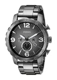 Buy Shop Fossil Nate Chronograph Gunmetal Dial Grey Steel Strap Watch for Men - JR1437 USA Online