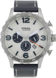 Buy Shop Fossil Nate Chronograph White Dial Blue Leather Strap Watch for Men - JR1480 USA Online
