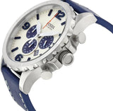 Buy Shop Fossil Nate Chronograph White Dial Blue Leather Strap Watch for Men - JR1480 USA Online