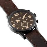 Buy Shop Fossil Nate Chronograph Brown Dial Brown Leather Strap Watch for Men - JR1487 USA Online