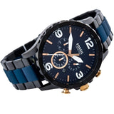 Buy Shop Fossil Nate Chronograph Blue Dial Two Tone Steel Strap Watch for Men - JR1494 USA Online