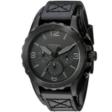 Buy Shop Fossil Nate Chronograph Black Dial Black Leather Strap Watch for Men - JR1510 USA Online