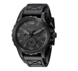 Buy Shop Fossil Nate Chronograph Black Dial Black Leather Strap Watch for Men - JR1510 USA Online