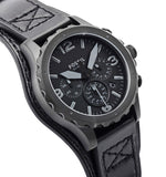 Buy Shop Fossil Nate Chronograph Black Dial Black Leather Strap Watch for Men - JR1510 USA Online