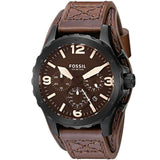 Buy Shop Fossil Nate Chronograph Brown Dial Brown Leather Strap Watch for Men - JR1511 USA Online