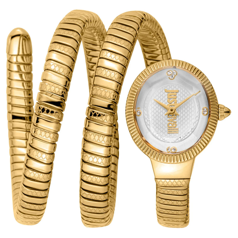 Buy Shop Just Cavalli After Party Silver Dial Gold Steel Strap Watch for Women - JC1L269M0025 USA Online