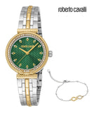 Buy Shop Just Cavalli Chiarezza Snake Core Green Dial Two Tone Steel Strap Watch for Women - RC5L078M0065 USA Online
