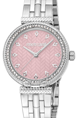 Buy Shop Just Cavalli Chiarezza Snake Core Pink Dial Silver Steel Strap Watch for Women - RC5L078M0015 USA Online