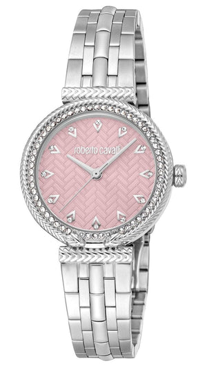 Buy Shop Just Cavalli Chiarezza Snake Core Pink Dial Silver Steel Strap Watch for Women - RC5L078M0015 USA Online