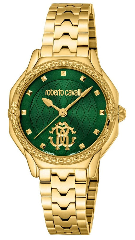 Buy Shop Just Cavalli Classic Green Dial Gold Steel Strap Watch for Women - RV1L225M0051 USA Online